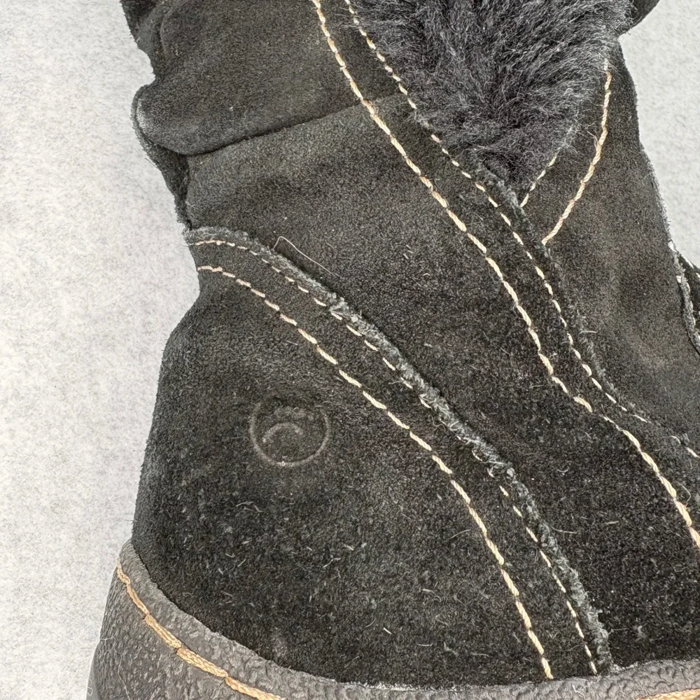 BareTraps Ellery Black Leather Faux Fur Mid Calf Winter Boots Womens 8M SDS